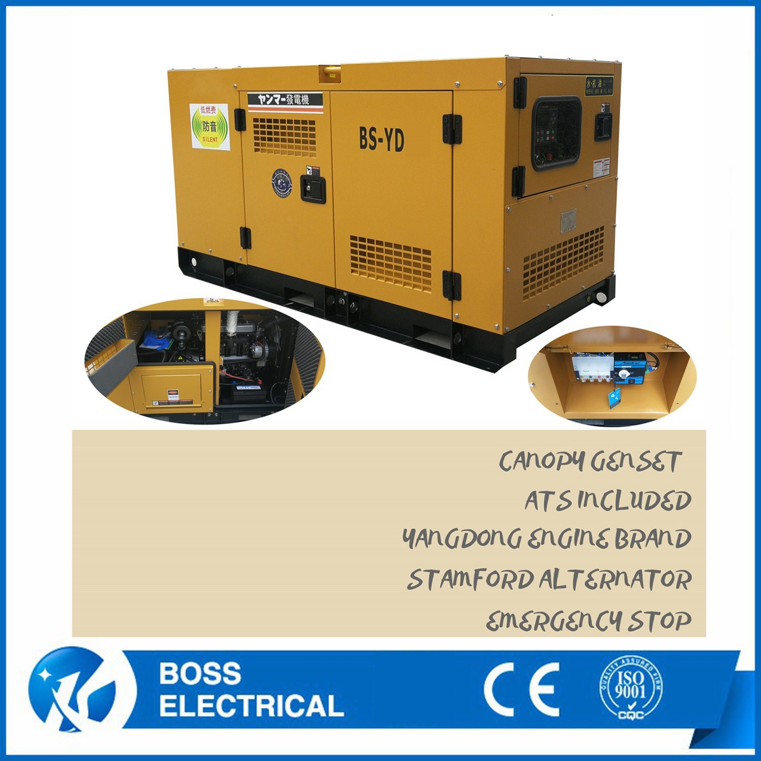 380V 20kw/25kVA Electric Power Silent Yangdong Engine Diesel Generator Set by CE ISO Approved